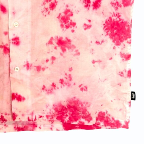 Stussy Mens Tie Dye Button Front Shirt Size L Allover Print Pink Streetwear - Picture 3 of 8